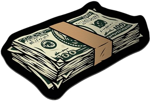100-Dollar-Schein-Teppich, 50 x 81 cm, bezaubernder, weicher und gemütlicher Geldteppich mit rutschfester Rückseite, Geldteppich im Hip-Hop-Stil mit fusselfreien Kanten für Schlafzimmer, Wohnzimmer u
