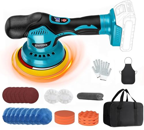 Poliermaschine Auto für Makita 18V , 27pcs Auto poliermaschinen Set, 6 Zoll Orbital Auto Politur mit 8 Variablen Geschwindigkeiten für Wachsen/Autodetaillierung (Ohne Akku)