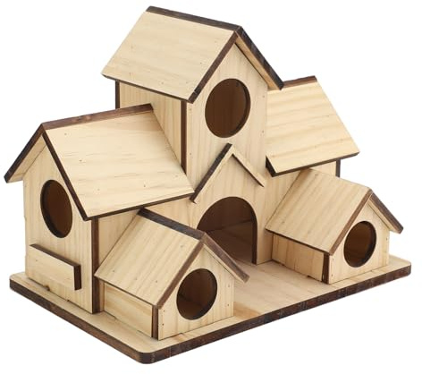 Jeanoko Vogelhaus aus Holz, Unbemalt, Hängende Voliere für DIY-Dekoration, Innen- und Außenbereich, Garten, für die Meisten Vögel, 20 X 15 X 13 cm