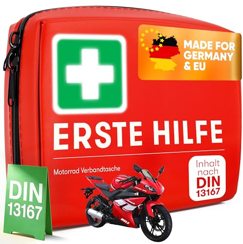 PURAHELP Motorrad Verbandskasten nach aktueller Norm 2026 DIN 13167 | (StVO Konform) - Motorrad Erste Hilfe Set 2026 Mini Klein