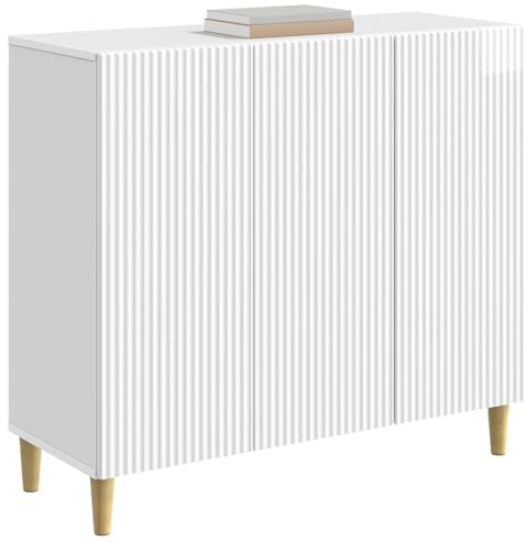 vidaXL Sideboard Hochglanz Weiß 89 x 34,5 x 80 cm Holzwerkstoff