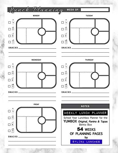Weekly Lunch Planner: School Year Lunchbox Planner for the Yumbox Original, Panino & Tapas Bento Box: 54 Weeks of Planning Pages (Bento Box Lunch Ideas)
