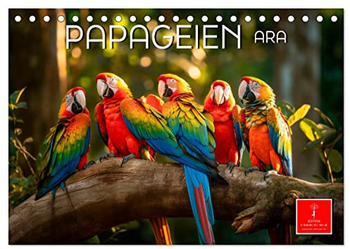 Papageien - Ara (Tischkalender 2026 DIN A5 quer), CALVENDO Monatskalender: Eindrucksvolle Bilder der exotischen Vögel. (CALVENDO Tiere)