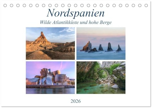 Nordspanien, wilde Atlantikküste und hohe Berge (Tischkalender 2026 DIN A5 quer), CALVENDO Monatskalender: Nordspanien ist das etwas andere Spanien, ... und Strandurlaubern. (CALVENDO Orte)