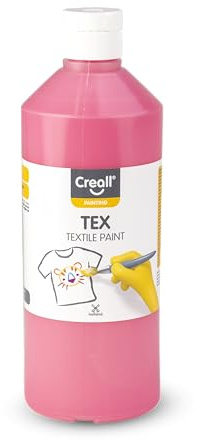 Creall Textil- & Stoffmalfarbe | Rosa 500 ml | Waschmaschinenfest nach Fixierung | Für T-Shirts, Jeans, Schuhe, Stofftaschen, Möbel & Autoinnenraum/Dachhimmel