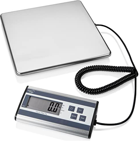Smart Weigh Heavy Duty Postal Scale with Durable Stainless Steel Large Platform, 200kg Capacity, Parcel Scale with USB and Extendable Cord