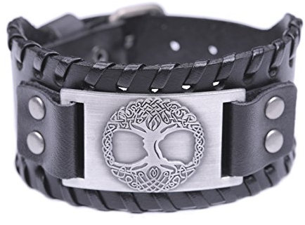 Pulsera de cuero con nudo celta y nudo celta con diseño de árbol de la vida, Cuero
