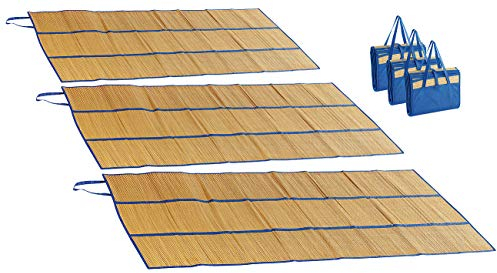 PEARL beach Badematte: 3er-Set Faltbare Bast-Strandmatten mit Tragegriffen, 180 x 90 cm (Badematte Bast, Bastmatten, Picknickdecke)