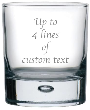 Personalised Engraved Bubble Whiskey Tumbler Glass - Up to 4 Lines of Custom Text