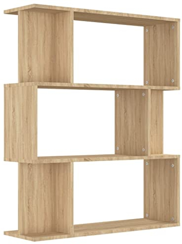 vidaXL Bücherregal Raumteiler mit 3 großen 6 kleinen Fächern Standregal Aktenregal Büroregal Raumtrenner Wandregal Regal Sonoma-Eiche 80x24x96cm Holzwerkstoff