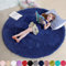 Amdrebio Marineblauer Flauschiger Kreisteppich für Schlafzimmer, Kinderzimmer und Jugendzimmer - Zotteliger Runder Plüschteppich