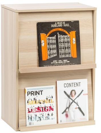 Iris Ohyama, mobiliario, Biblioteca, Estante de Almacenamiento, 2 Puertas Plegables, diseño, sólido, Moderno, Multi-Uso, Escritorio, habitación, salón - Flap Rack Chr - 2 - Marron Clair