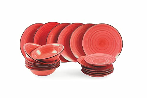 Villa d'Este Lot de 6 assiettes creuses Ø21 x 5 cm en grès Baita Rossi