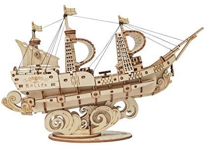 Rolife Model Kits Sailing Ship - 3D Puzzle Boat Wooden Puzzles Age 14+ for Adults and Teens, Construction Kits Toy Building Sets Home Desk Decoration Gifts