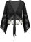 TiaoBug Damen Bauchtanz Kostüm Oberteil Langarm Spitzen Trompetenärmel Jäckchen Binden Top Knoten Shirts Bluse mit Münze Quasten Schwarz XXL