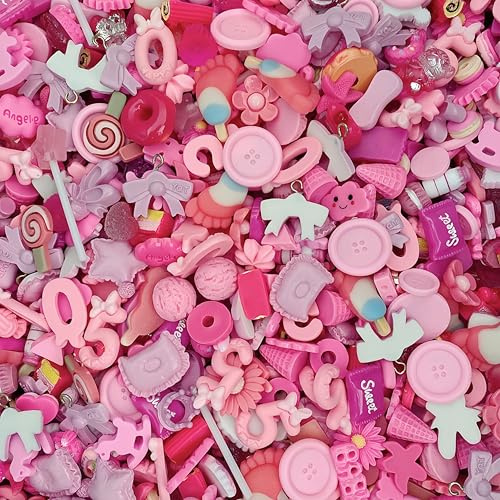 Ulalaza 100pcs Mischset mit Harzzubehör DIY-Dekorationen aus Harz Perlen Süßigkeiten Obst und Kuchen Bastelmaterial für handgefertigte Kunsthandwerksartikel