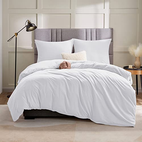 WAVVE Bettwäsche 240x260 3 teilig Weiß - Bettbezug 260 x 240 Set mit Kissenbezüge 65x65 cm, Bettwäsche-Sets 260x240 aus Mikrofaser mit Reißverschluss Weich und Bügelfrei, Weiss
