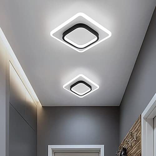 DELIPOP Modern LED Ceiling Light, 21W 2350LM Acrylic Square Ceiling Lamp, Black and White Ceiling Lighting for for Hallway Office Bedroom Kitchen Living Room, Cool White 6000K