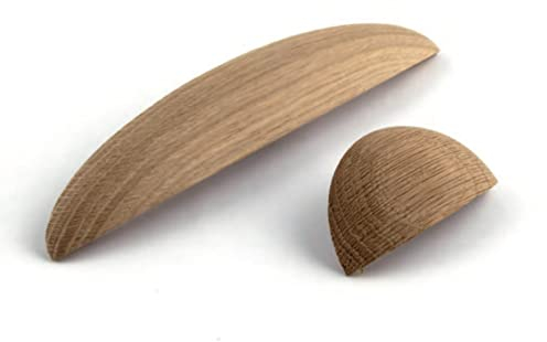 Solmer LTD Hafele Wilton Wooden Cup Pull Door Handle Knob Unfinished Oak Wood (160 mm Hole centres)