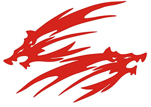ihreesy Reflektierender Aufkleber, Flammen Wolf Autoaufkleber Wasserdicht Auto Aufkleber Motorrad Reflektierende Aufkleber Sticker Styling Karosserie Decal Vinyl Grafik Aufkleber Wanddeko,Rot