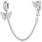 NINGAN 925 Sterling Silber Sicherheitskette Schmetterling Charm Perlen Geeignet für Damenarmband
