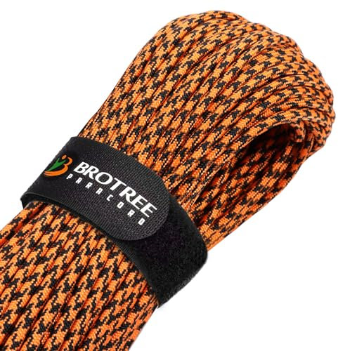 Brotree Paracord 4mm 15M 9 Strands 100% Nylon Rope Type 3 Parachute Cord for Outdoor, Bracelet, DIY - 280kg Breaking Load (Black Widow)