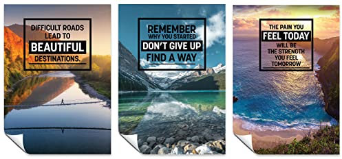 Motivierende Posterdrucke, Wandkunst, Set mit 3 A3 Schwierigen Straßen, Remember Why You Started, & The Pain You Feel Today Will Be Your Strength