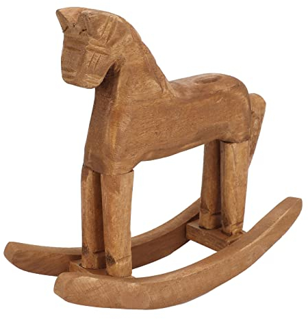BEIJIALY Holz-Schaukelpferd-Dekor, Handgefertigte Kiefernpferd-Ornamente, Holzpferd, Spielzeugpferd, Kunsthandwerk für Nachttisch, Bücherregal, Vitrine für Büro