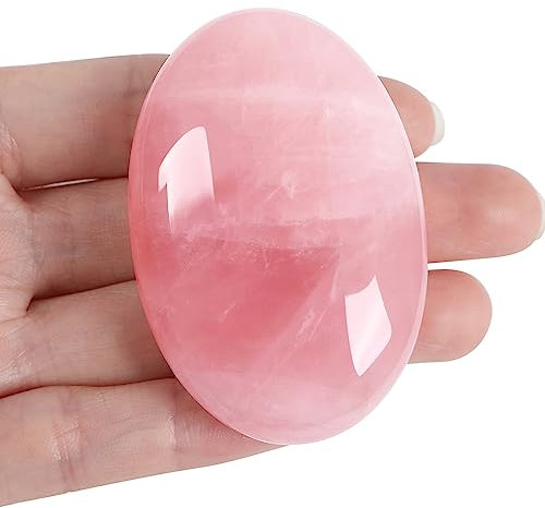 XIANNVXI 2.4 Large Rose Quartz Crystals Rose Quartz Stone Polished Palm Gemstone 0.7 Thick Pocket Stone Pink Quartrz Crystal for Reiki Meditation