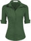Hotouch Bluse Damen Baumwolle Hemd 3/4 Arm Business Blusen Sommer Tops Shirt Elegant Button Down Oberteile Freizeit Tops Dunkelgrün L