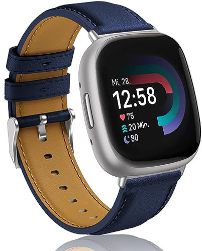 Supore Kompatibel mit Fitbit Versa 4/Versa 3 Armband, Weiches Leder Armband für Fitbit Versa 4/Versa 3/Fitbit Sense/Sense 2 Herren Damen