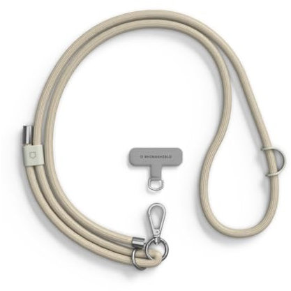RhinoShield Cordon de téléphone tressé Cordon résistant et ajustable, Couleurs tendances à partir de matériaux recyclés(Adaptateur pour lanière de téléphone inclus) - Beige Doré