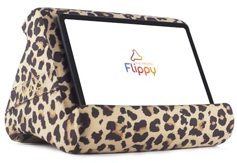 Flippy Tablet 4.0 Pillow Stand Holder for Lap, Desk & Bed - Convenient Storage for Your Items - Carry Strap Handle - Compatible with iPad Pro, Kindle, Fire, Samsung Galaxy - Def Leopard