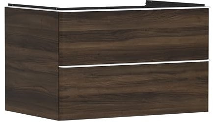 hansgrohe Xelu Q Waschtischunterschrank, 780x550, 2 Schubkästen, für Konsolen mit Aufsatzwaschtisch, 5407, Farbe: Möbel Nussbaum Dunkel/Griff Mattweiß