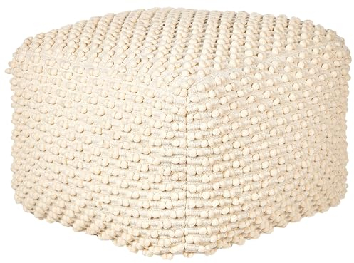Beliani Pouf Baumwolle beige hell 50x50x35cm quadratisch Boho Stil Kingri