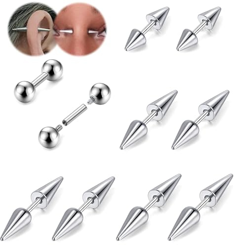 BodyAce 16G 18G Spike Ohrring Rook Augenbrauen Bars Curved Barbells Knorpel Helix Ohrringe Gerade Stange Innengewinde Tragus Lippenpiercing Schmuck, Edelstahl, Andere