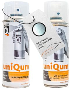 UniQum Autolack + Klarlack 2K Spraydose für VOLKSWAGEN MARATHON FEIN L96M Autolack Reparatur 2 x 400 ml