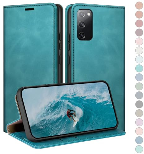 HUOUH for Samsung Galaxy S20 FE Wallet case with RFID Blocking PU Leather,Credit Card Holder,Flip Folio Book Phone cases Shockproof Cover Women Men for Samsung S20 FE case Light Green