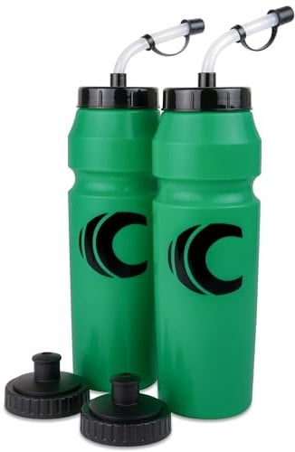 Cannon Sports 1 Liter Sports Water Bottle, BPA-Free, 34 Oz Capacity, Large Mouth, 2 lids (Straw and Squeeze), Great For Helmet Sports Such As Hockey, Lacrosse, Football, Boxing (Green)