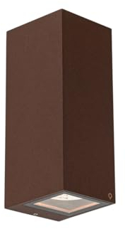 Qazqa Industrie außen Up and Down Wandleuchte, Außenlampe, Wandlampe für den Garten - Baleno - Rostbraun, Landhausstil, max. 35W, Geeignet für LED, 8.3cm, IP54, Rechteckig, 2-flammig