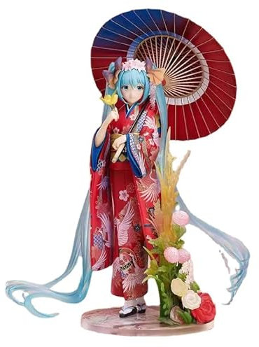 REOZIGN Hatsune Miku Figur, Kimonokleid Miku 23 cm / 9 Zoll PVC Statue, handgefertigt, Anime-Figuren, Cosplay, Figur, Statue, Schreibtischdekoration