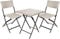 BRUBAKER Balkonset Lugano mit Tisch und 2 Stühlen - Wetterfest klappbar und platzsparend - Polyrattan Balkonmöbel Set - Sitzgruppe für Balkon Terrasse - Bistroset mit Klappstühlen - Grau/Beige