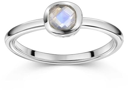 Materia Silberring Damen 925 Silber mit Stein quadratisch - Mondstein Ring echt SR-149-58