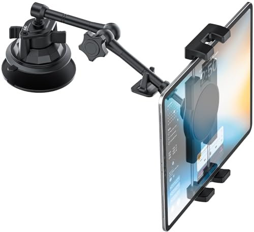 Heavy Duty Suction Cup Holder Tablet Mount for 4.7-13 Phone & iPad - Tablet Holder for Car Dashboard Windshield Vehicle Sunroof Car Holder, Compatible with iPad Pro/Air/Mini, Galaxy Tab, iPhone