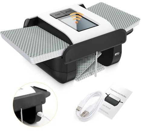 TGHongKy 1-2 Mazzi di Carte Mescolatore di Carte, Card shuffler, Mischia Carte Automatico,Mescolatore di Carte Type-C Charging Mescolatore Carte Adatto per UNO/Poker/Blackjack