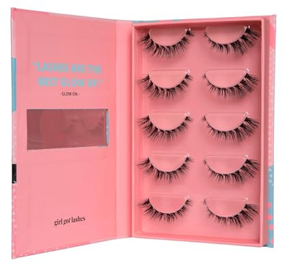 GirlGotLashes Glow On - Handgemachte Wimpernextensions - Wimpernverlängerung für Zuhause - 5 Wimpern-Paare - Lashes mit 5-7 Tagen Halt - Vegan