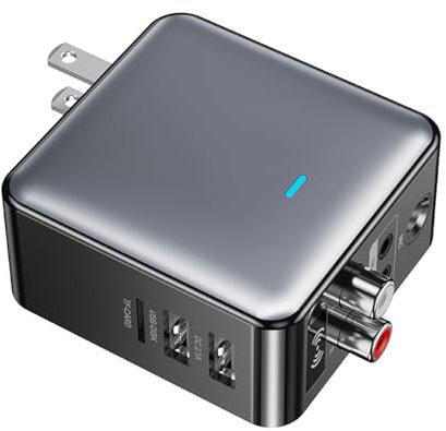 Boannice Adaptateur Audio Bluetooth Émetteur Récepteur Bluetooth 5.3 Chargeur Microphone Chantant 4-en-1 avec 3.5mm AUX, RCA, 6.5mm Connexion Microphone pour Casques,Enceintes,TVs,Home Audio,PCs