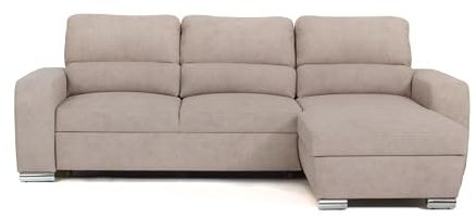 MNS Niko Corner Sofa Bed With Storage, L-Shaped Sofa, 4 Seater Pull Out Sofa Bed With Storage, Velour Upholstery Fabric Convertible Click Clack Sofa Bed Settee For Living Room, Office (Mink)