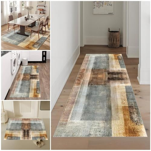 Lmyoieqm Teppich Läufer Flur 40 x 160 cm Waschbar rutschfest Küchenläufer Küchenteppich Modern Carpet Fussmatte Innen Teppichläufer für Küche FlurWohnraum Teppichläufer auf Maß Meterware Flurteppich