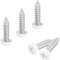 100 PCS White Head Self-Tapping Screws, 304 Stainless Steel Round-Head Phillips Wood Screws for Carpentry (M4×16mm)